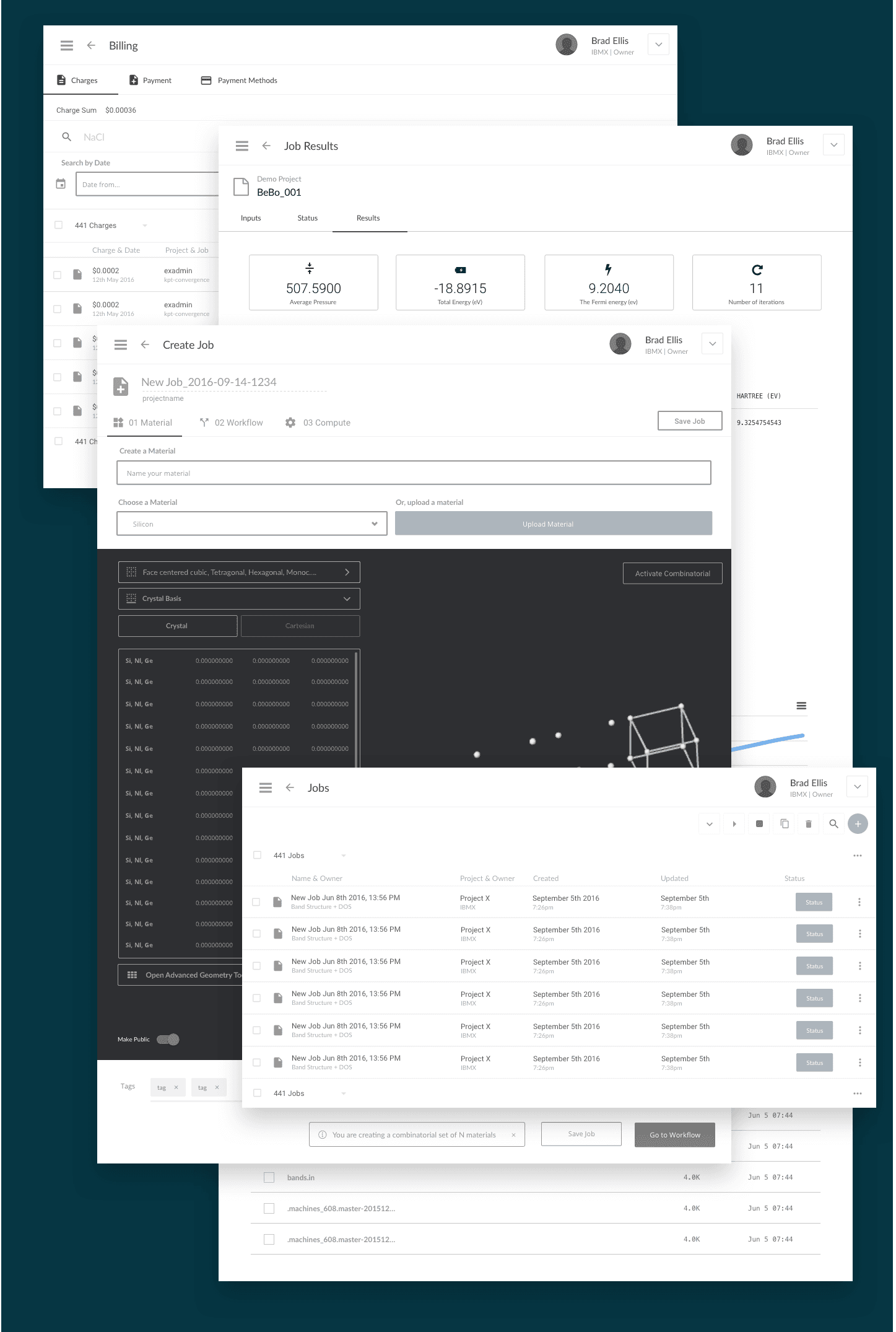 Desktop prototypes — the main research workspace