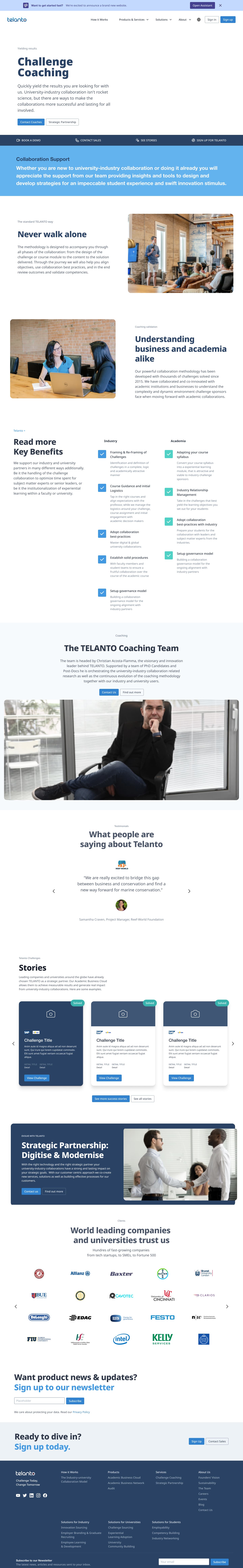 Coaching page — programme listing