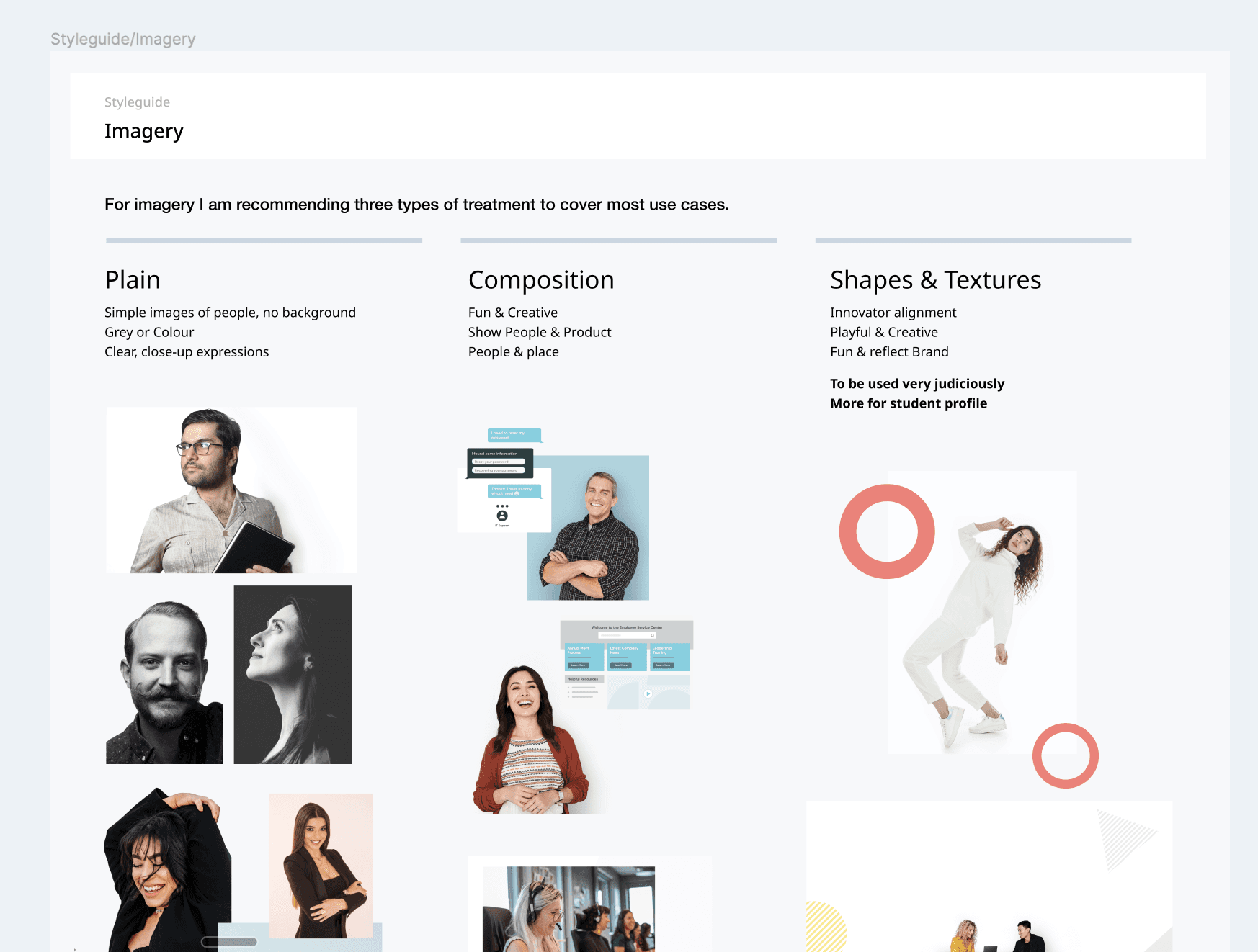 Imagery direction — the brand's visual register