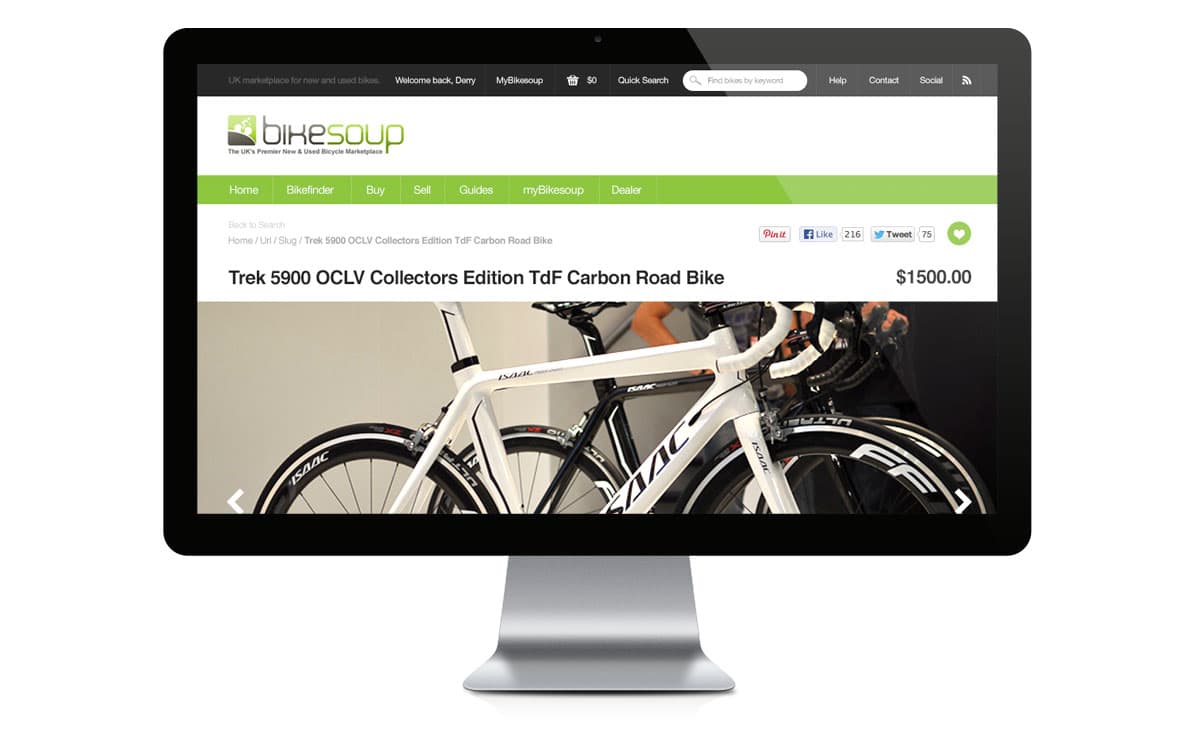 Bikesoup — desktop layout