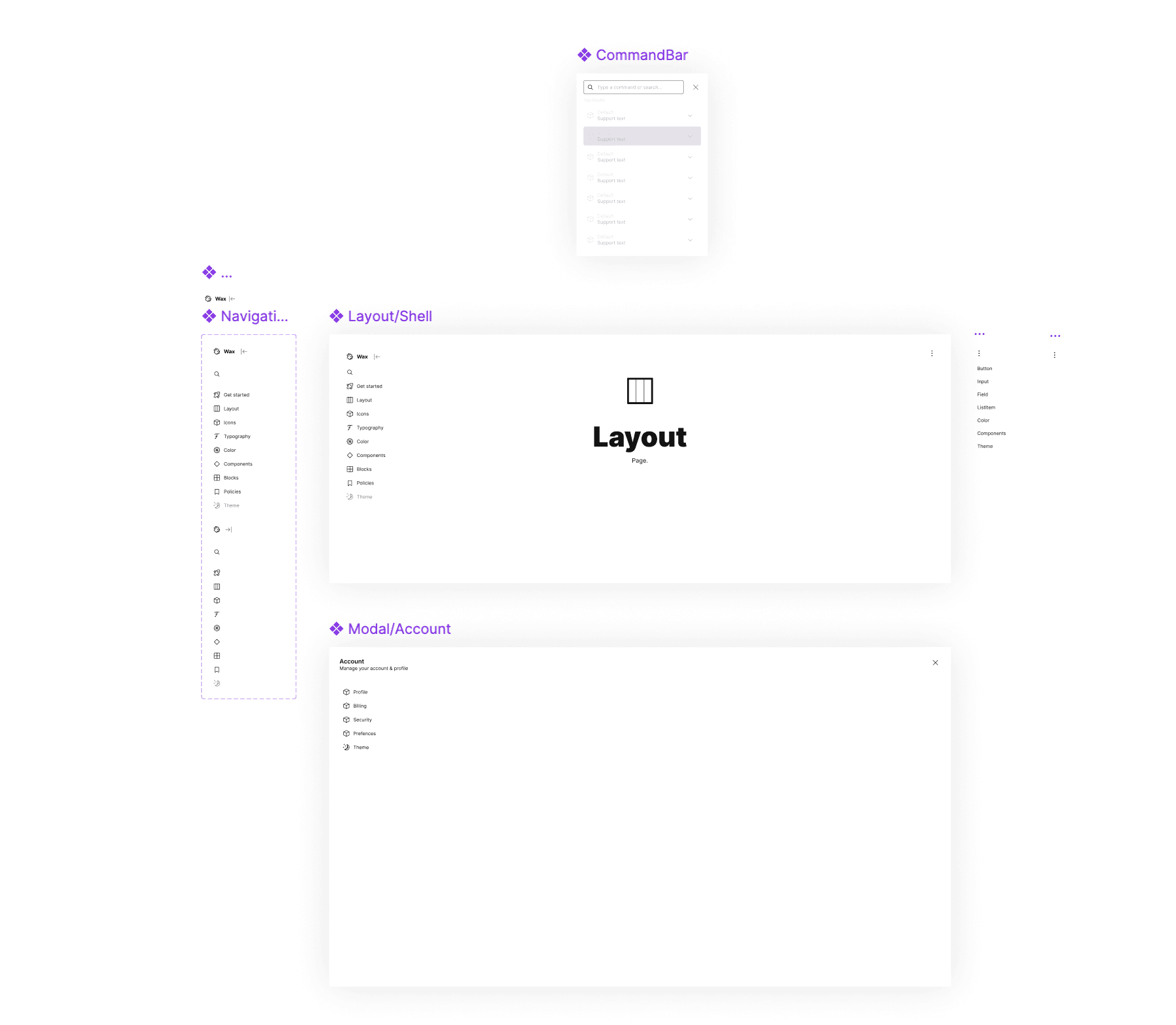 Wax layout — the grid and density rules the wireframing layer enforces