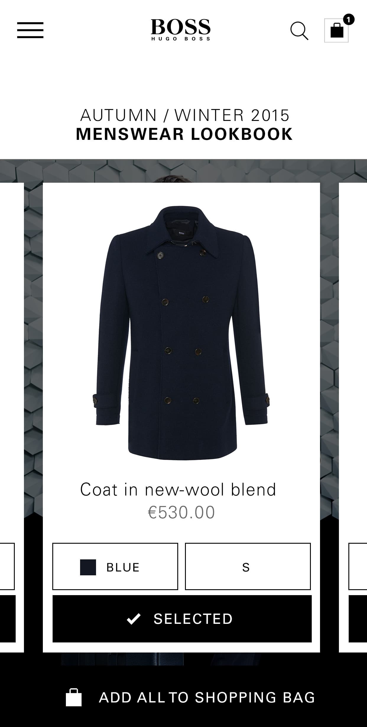 Hugo Boss — open-item product view, art-directed