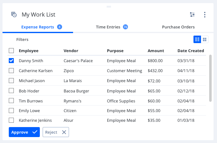 Worklist — refreshed list view