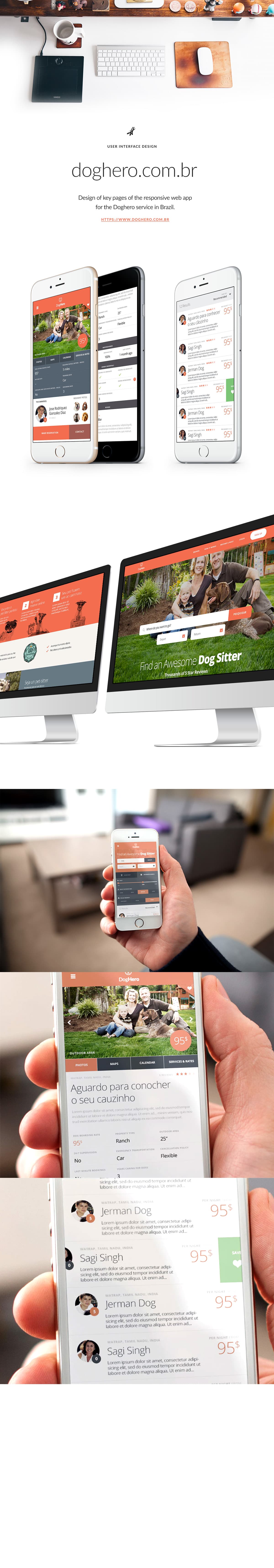 Doghero — full presentation mockup spanning desktop and mobile screens