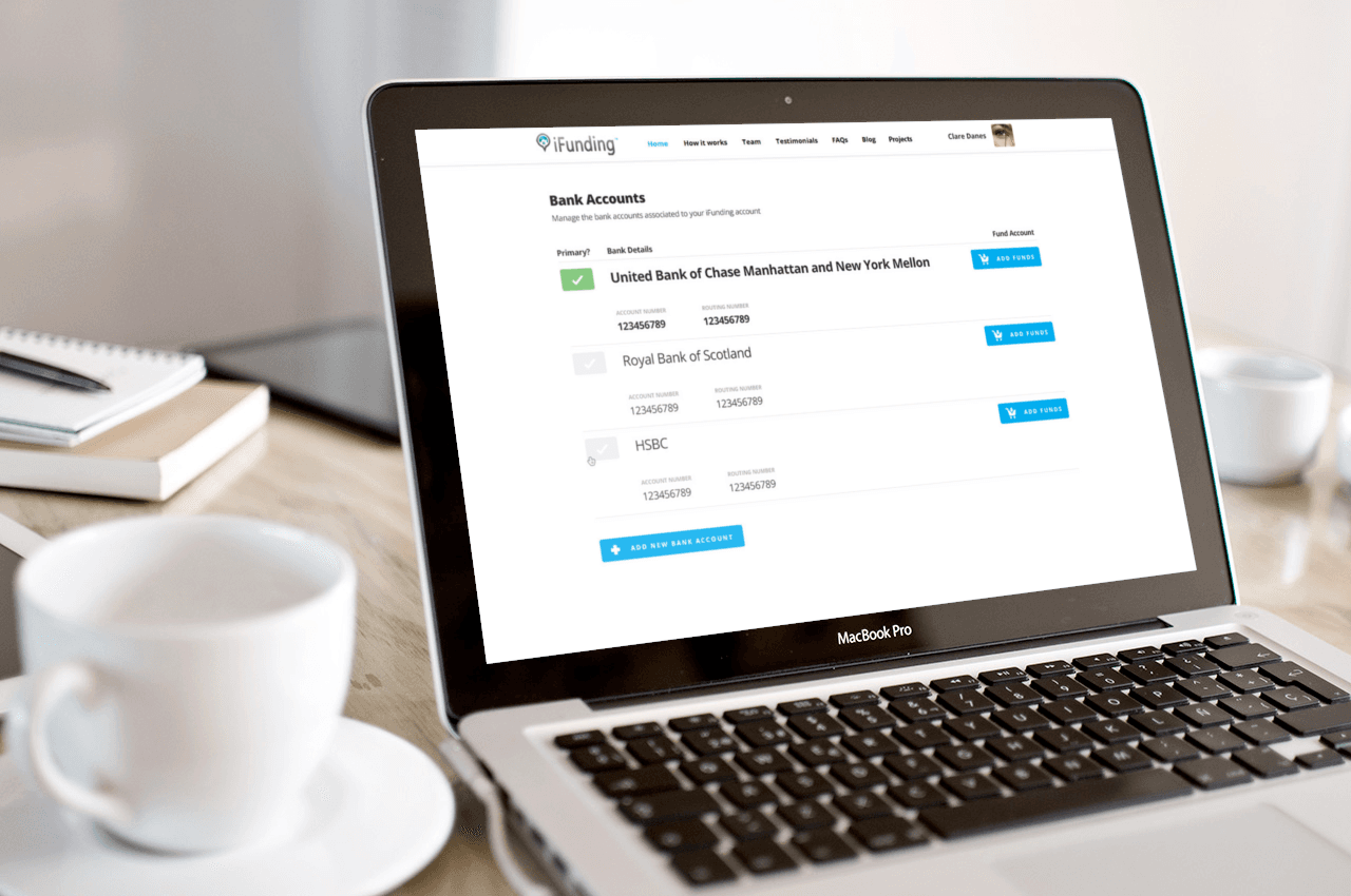 iFunding dashboard — accounts view