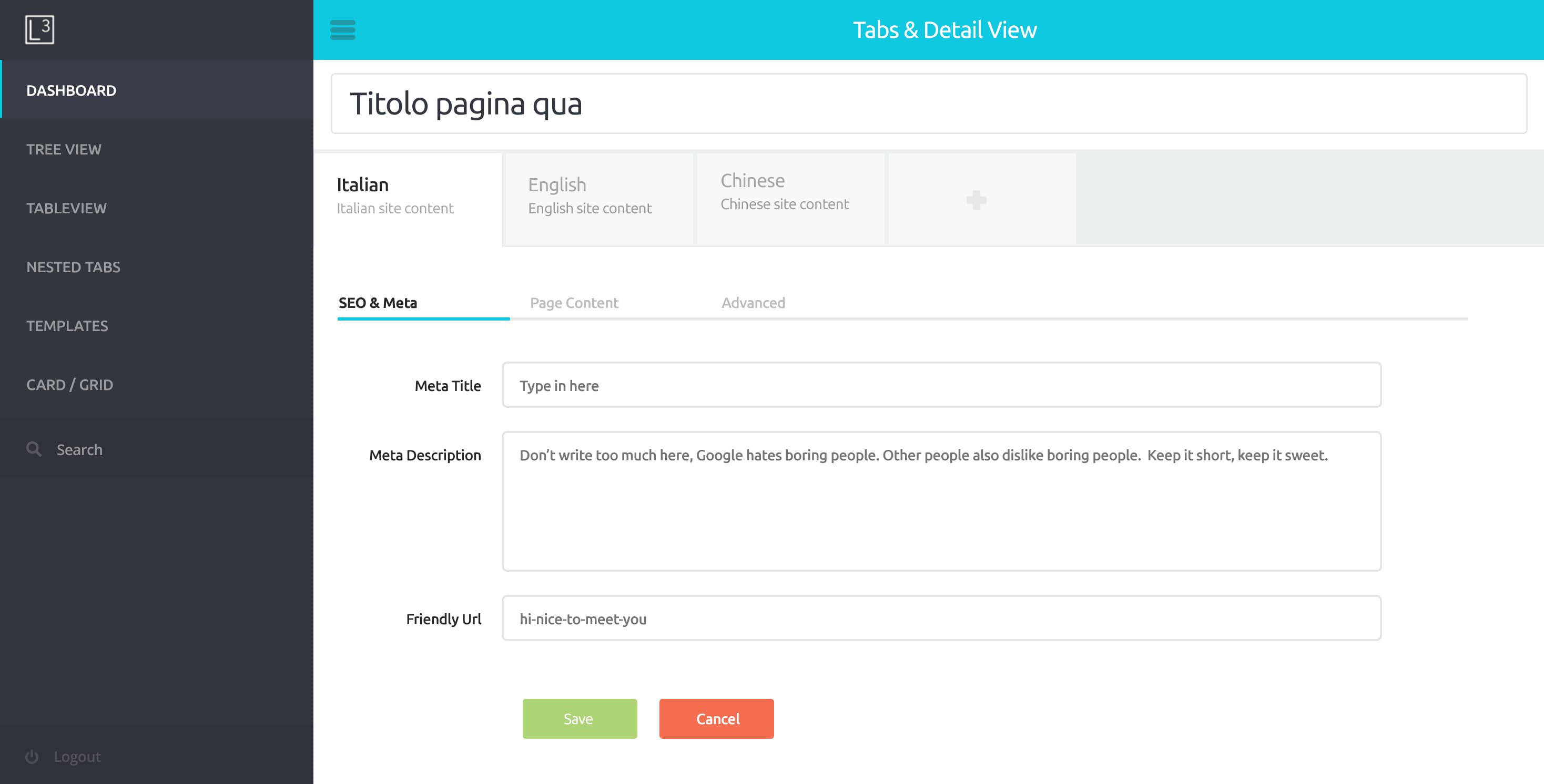 L3 — record detail with tabs