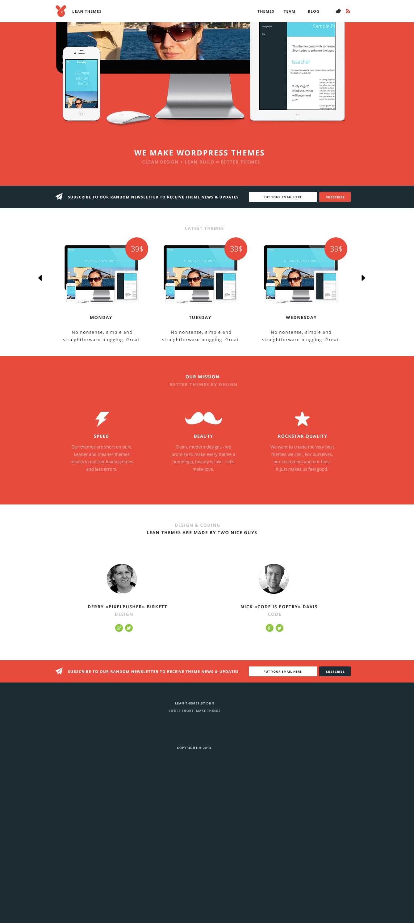 LeanWP theme — homepage layout