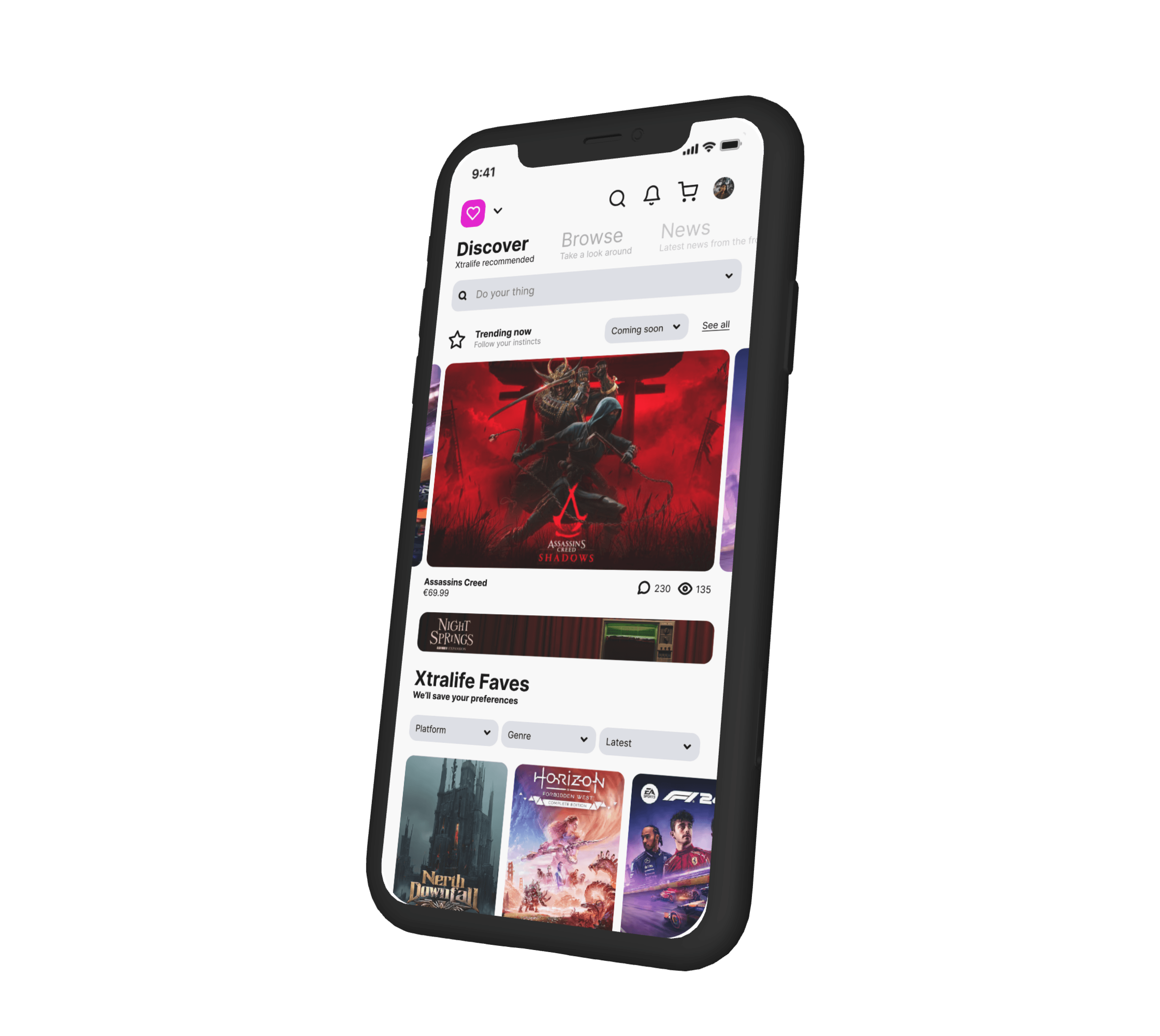 xtralife — homepage hero composition