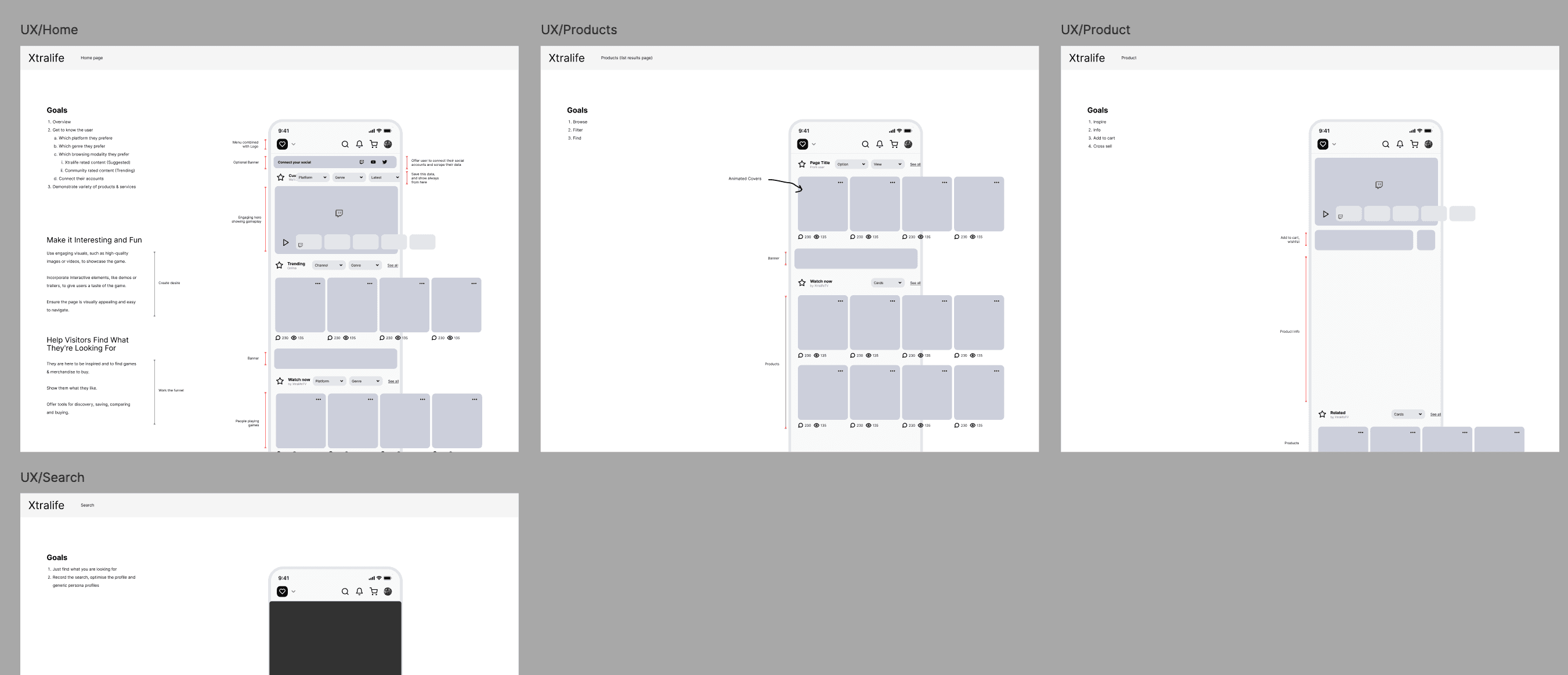 xtralife — companion mobile flow, multi-screen overview
