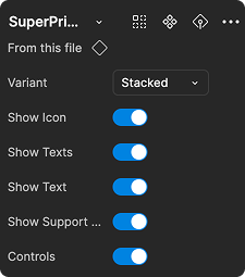 SuperPrimitive props — six controls that drive the whole component family